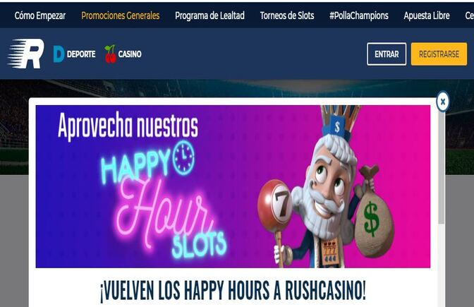 Promoción happy hours slots de Rushbet