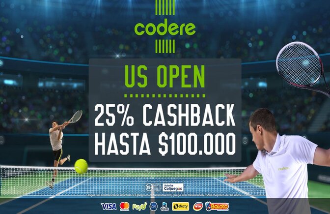 Promoción 25% de cashback del US open en Codere