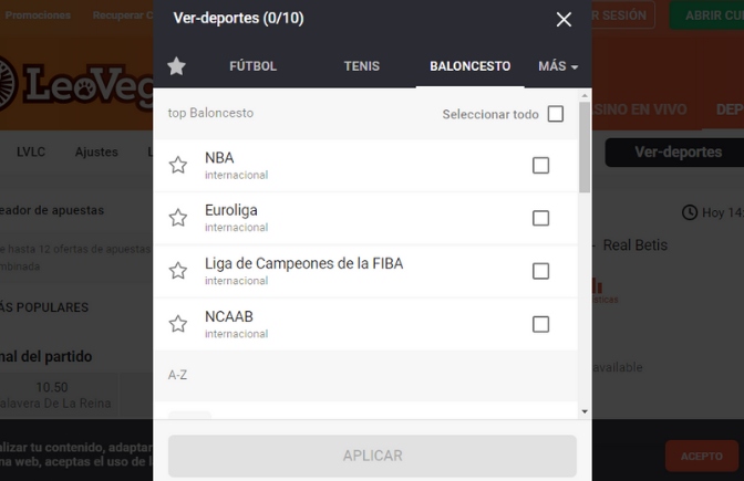 ¿Cómo hacer apuestas de baloncesto en LeoVegas España?